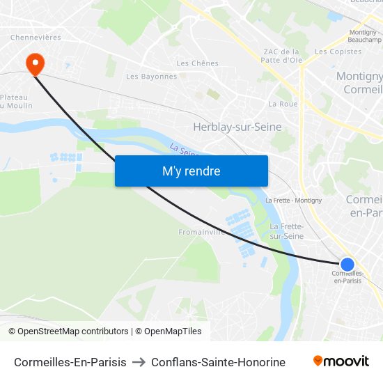 Cormeilles-En-Parisis to Conflans-Sainte-Honorine map