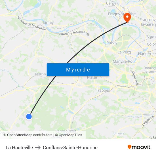 La Hauteville to Conflans-Sainte-Honorine map