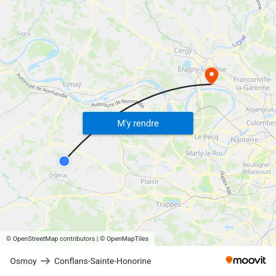 Osmoy to Conflans-Sainte-Honorine map