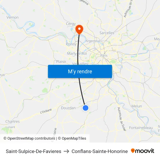 Saint-Sulpice-De-Favieres to Conflans-Sainte-Honorine map