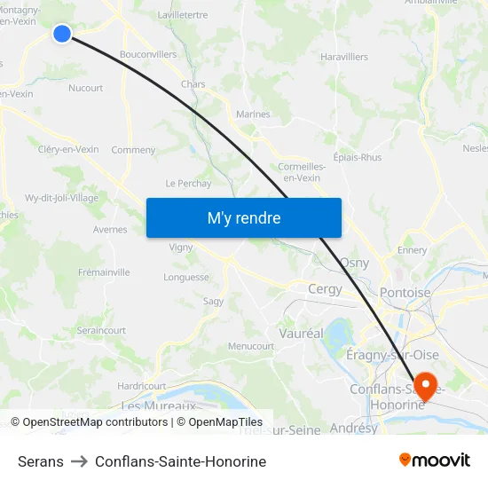 Serans to Conflans-Sainte-Honorine map