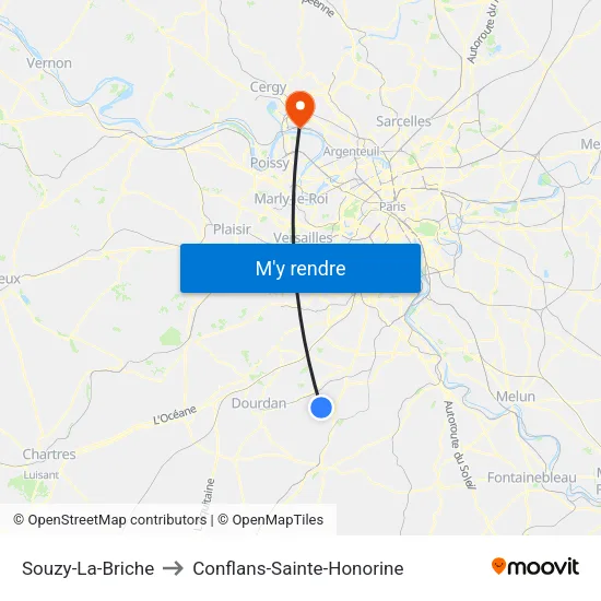 Souzy-La-Briche to Conflans-Sainte-Honorine map