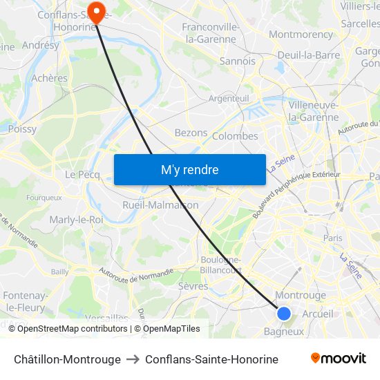 Châtillon-Montrouge to Conflans-Sainte-Honorine map