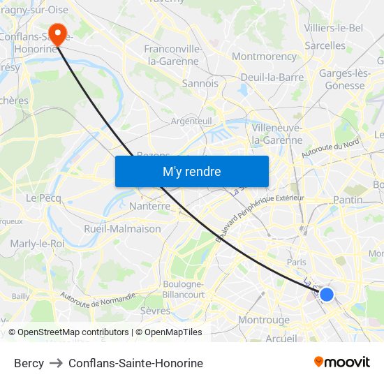 Bercy to Conflans-Sainte-Honorine map