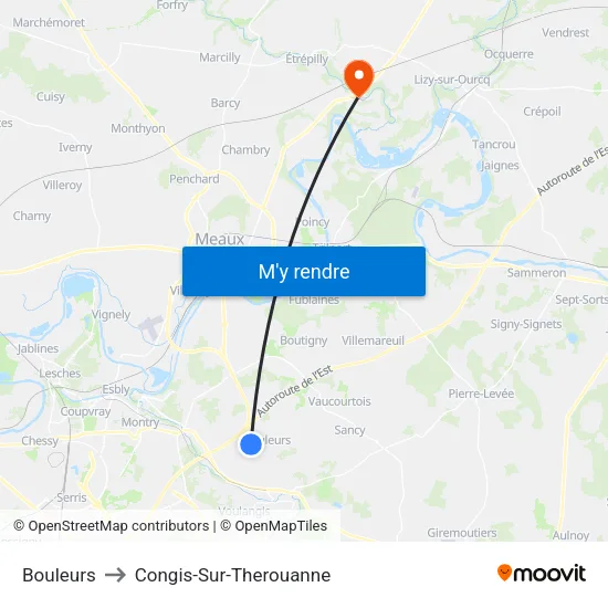 Bouleurs to Congis-Sur-Therouanne map