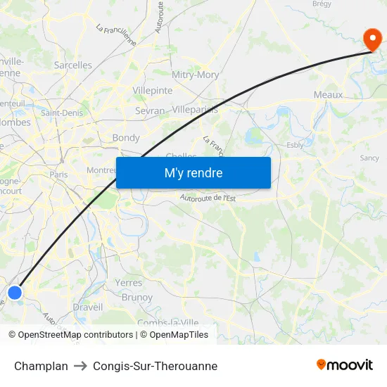 Champlan to Congis-Sur-Therouanne map