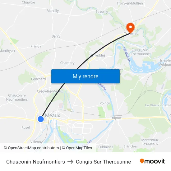 Chauconin-Neufmontiers to Congis-Sur-Therouanne map