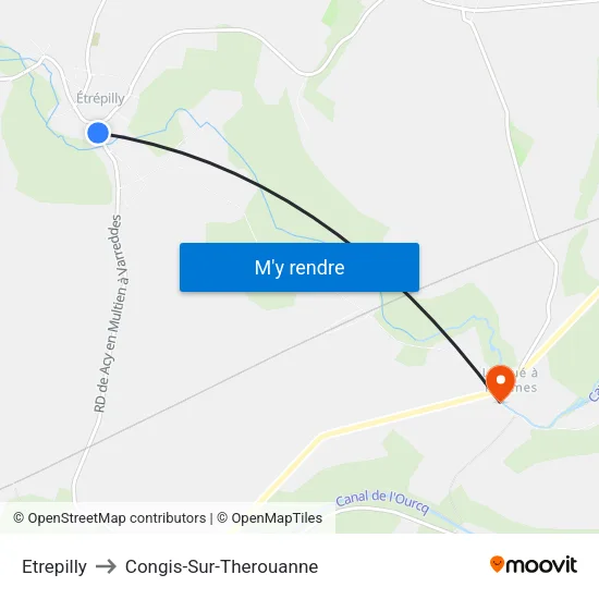 Etrepilly to Congis-Sur-Therouanne map