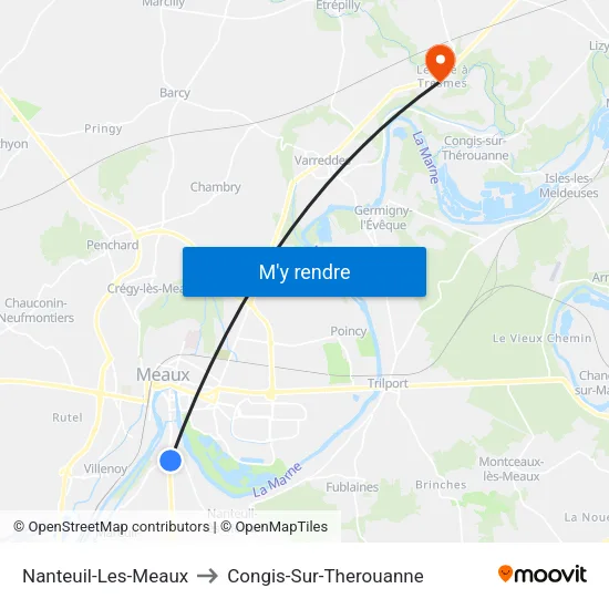 Nanteuil-Les-Meaux to Congis-Sur-Therouanne map