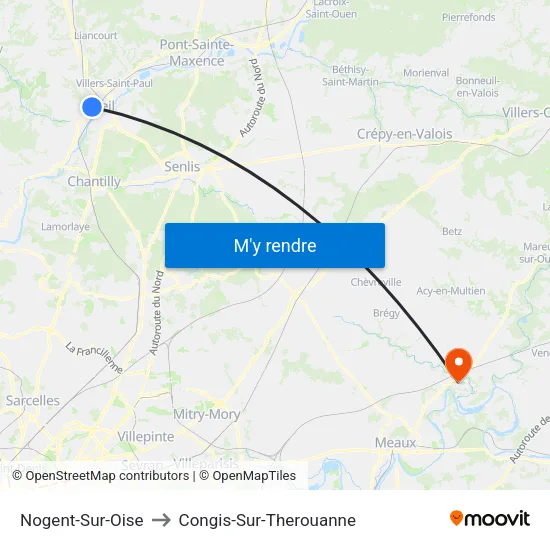Nogent-Sur-Oise to Congis-Sur-Therouanne map