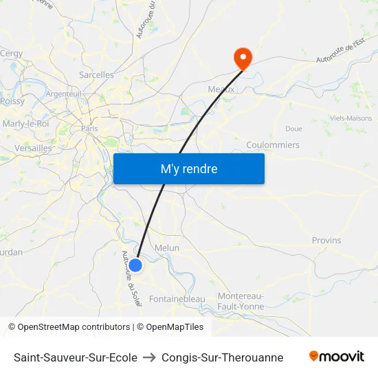 Saint-Sauveur-Sur-Ecole to Congis-Sur-Therouanne map