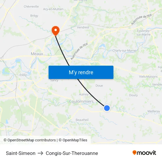 Saint-Simeon to Congis-Sur-Therouanne map