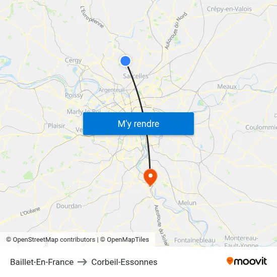Baillet-En-France to Corbeil-Essonnes map