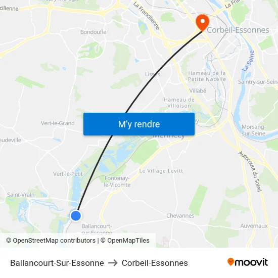 Ballancourt-Sur-Essonne to Corbeil-Essonnes map