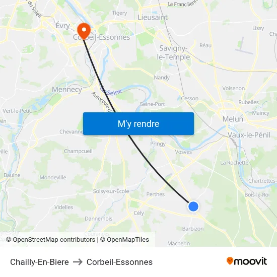 Chailly-En-Biere to Corbeil-Essonnes map