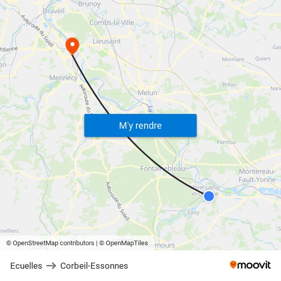 Ecuelles to Corbeil-Essonnes map