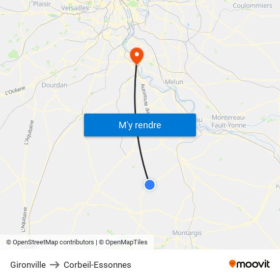 Gironville to Corbeil-Essonnes map