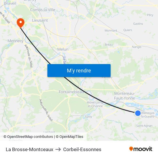 La Brosse-Montceaux to Corbeil-Essonnes map