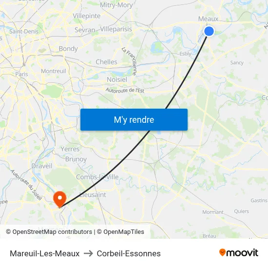 Mareuil-Les-Meaux to Corbeil-Essonnes map
