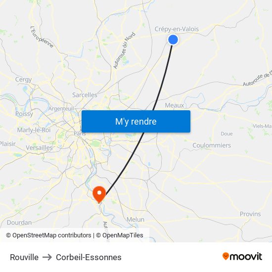 Rouville to Corbeil-Essonnes map