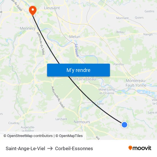 Saint-Ange-Le-Viel to Corbeil-Essonnes map