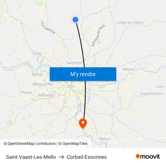 Saint-Vaast-Les-Mello to Corbeil-Essonnes map