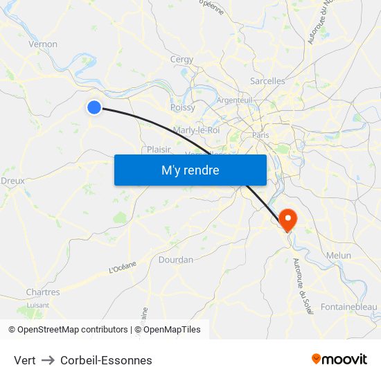 Vert to Corbeil-Essonnes map