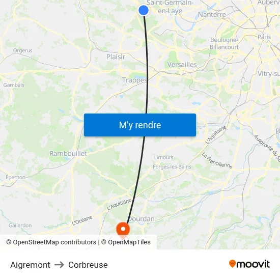 Aigremont to Corbreuse map