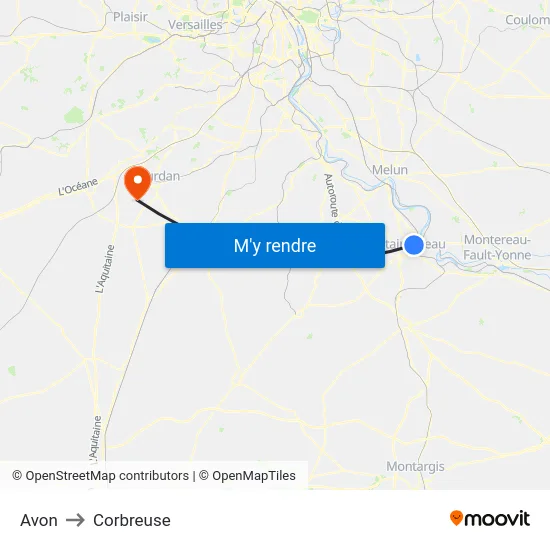 Avon to Corbreuse map