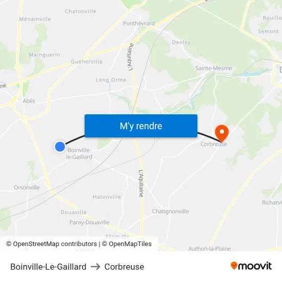 Boinville-Le-Gaillard to Corbreuse map