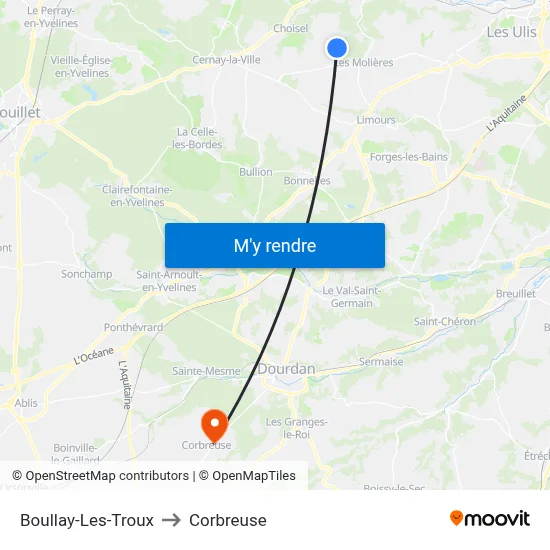 Boullay-Les-Troux to Corbreuse map