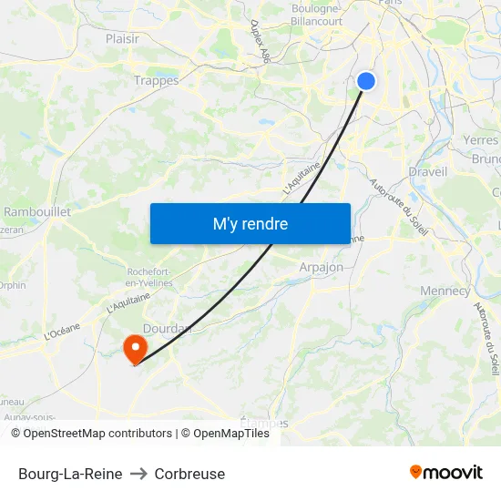 Bourg-La-Reine to Corbreuse map