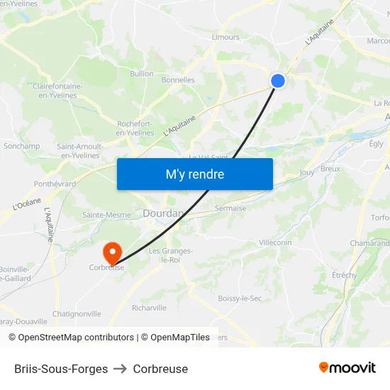 Briis-Sous-Forges to Corbreuse map