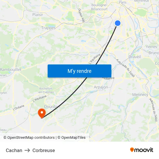 Cachan to Corbreuse map