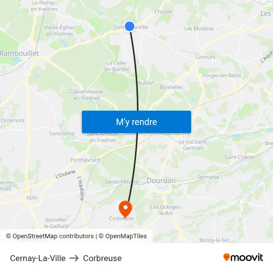 Cernay-La-Ville to Corbreuse map