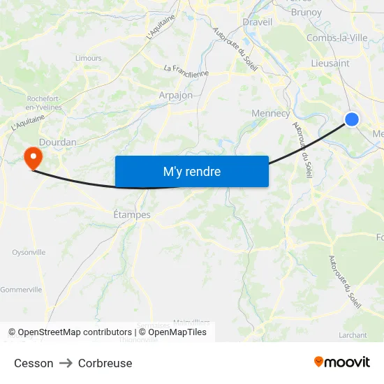 Cesson to Corbreuse map