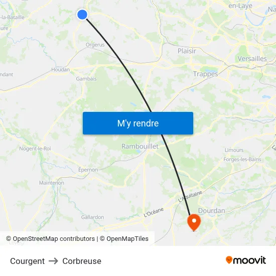 Courgent to Corbreuse map