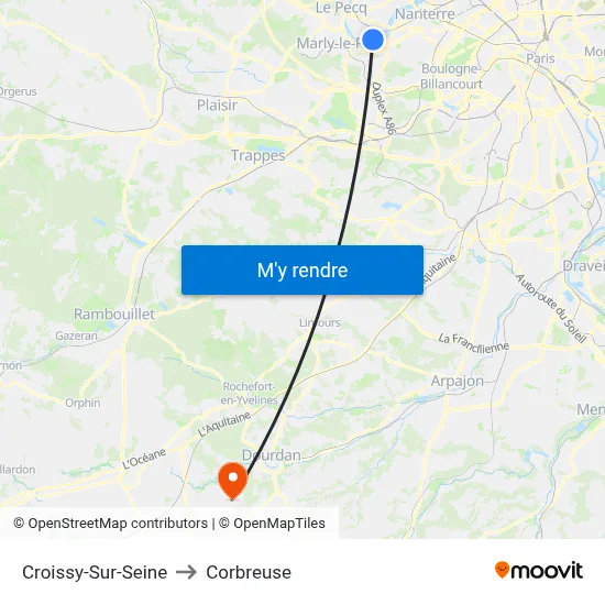 Croissy-Sur-Seine to Corbreuse map