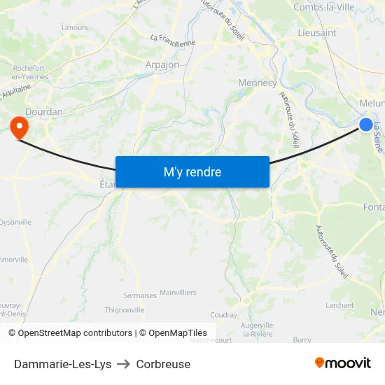 Dammarie-Les-Lys to Corbreuse map