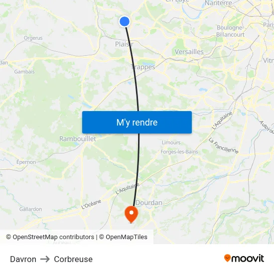 Davron to Corbreuse map