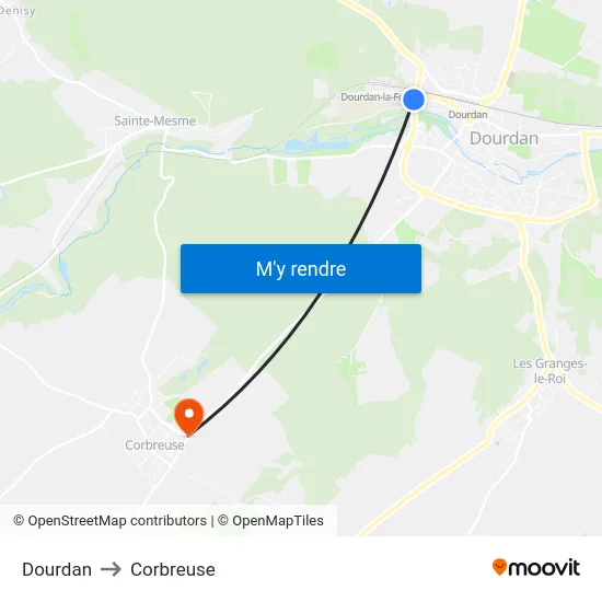 Dourdan to Corbreuse map