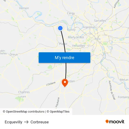 Ecquevilly to Corbreuse map