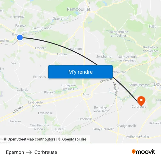 Epernon to Corbreuse map