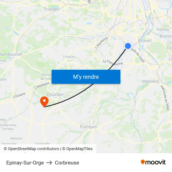 Epinay-Sur-Orge to Corbreuse map