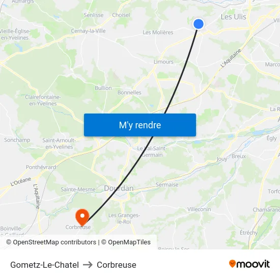 Gometz-Le-Chatel to Corbreuse map