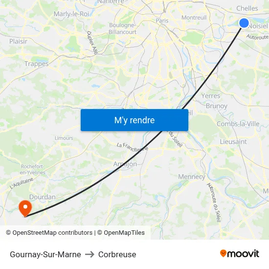 Gournay-Sur-Marne to Corbreuse map