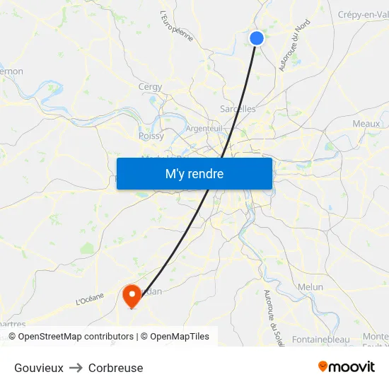 Gouvieux to Corbreuse map
