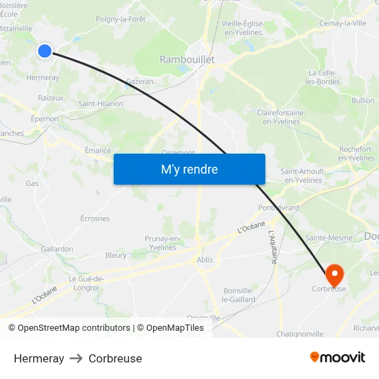 Hermeray to Corbreuse map