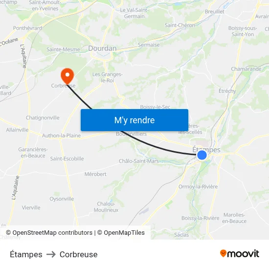 Étampes to Corbreuse map