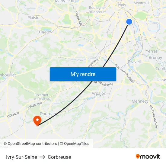 Ivry-Sur-Seine to Corbreuse map